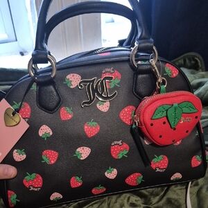 Juicy Couture Black Bag with Strawberry Design